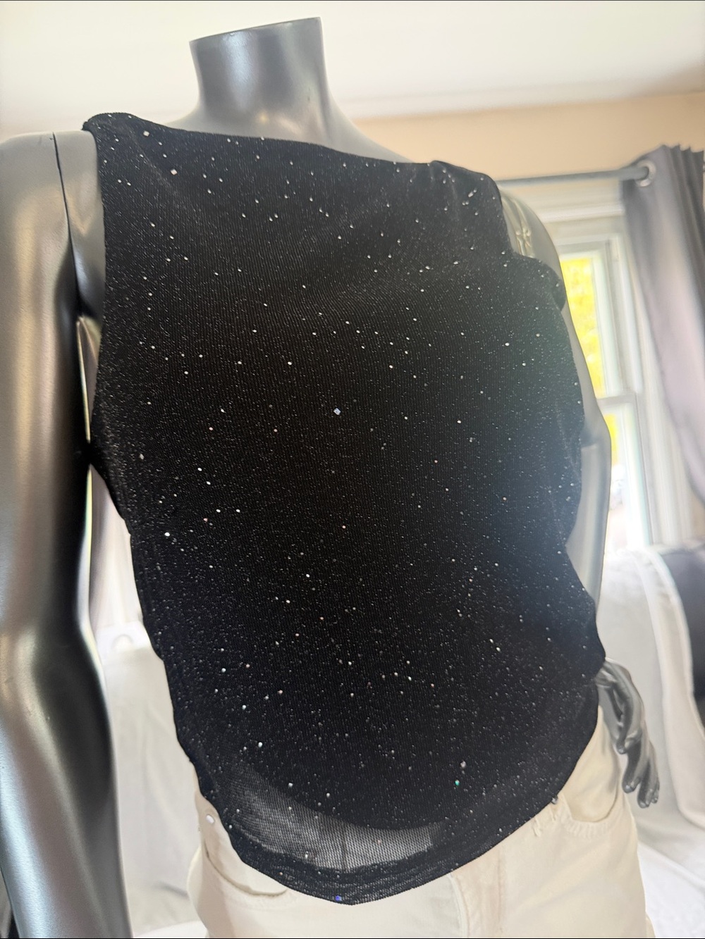 Black Sparkle Sleeveless Top - Women